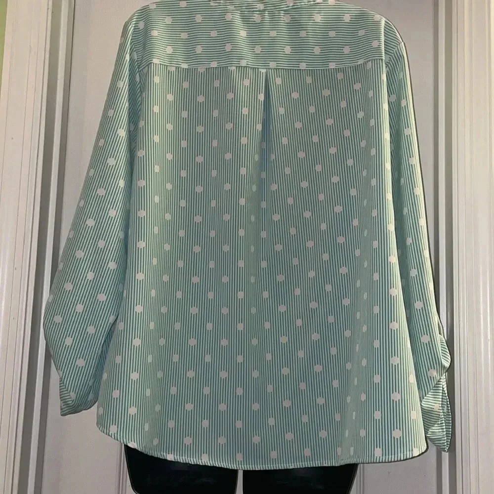 Notations Stripe Polka Dot Button Down Shirt - image 4